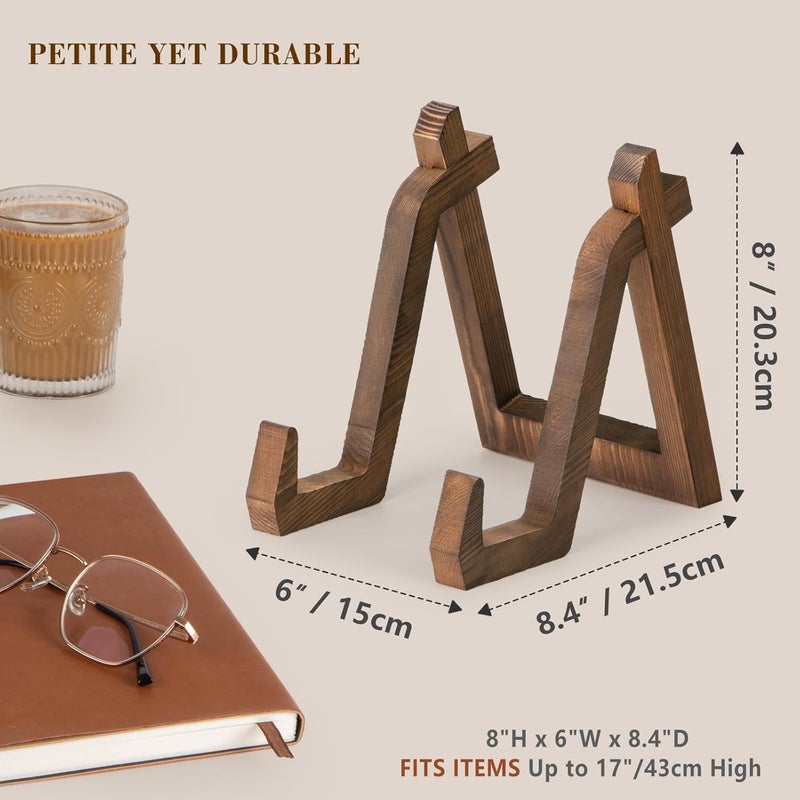 ANBOXIT Plate Display Stand, 3 Pack 8 Inch Plate Holder for Displaying, Decorative Picture Frame Dish Photo Plaque Platter Wood Stand - Image 3